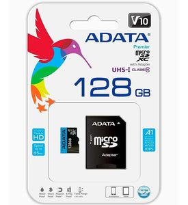 Memoria Micro SDXC 128GB ADATA Clase 10 Juegos A1 Video Full HD V10 AUSDX128GUICL10A1-RA1