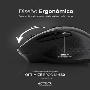 Kit Teclado y Mouse ACTECK Inalambrico 2.4GHz 1600DPI Negro