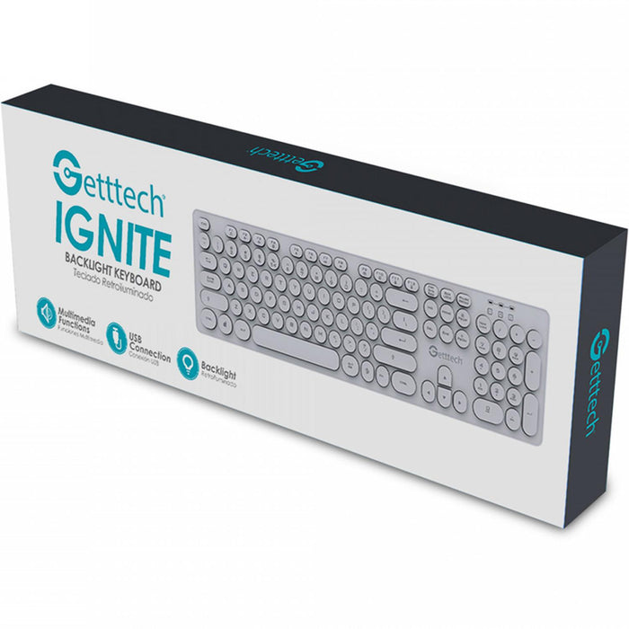 Teclado GETTTECH GTI-28201B IGNITE BACKLIGHT Alambrico USB