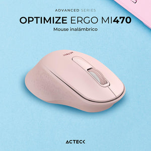 Mouse ACTECK OPTIMIZE ERGO MI470 Ergonomico 1600dpi 2 Botones Inalambrico USB 2.4 Ghz Rosa AC-939881