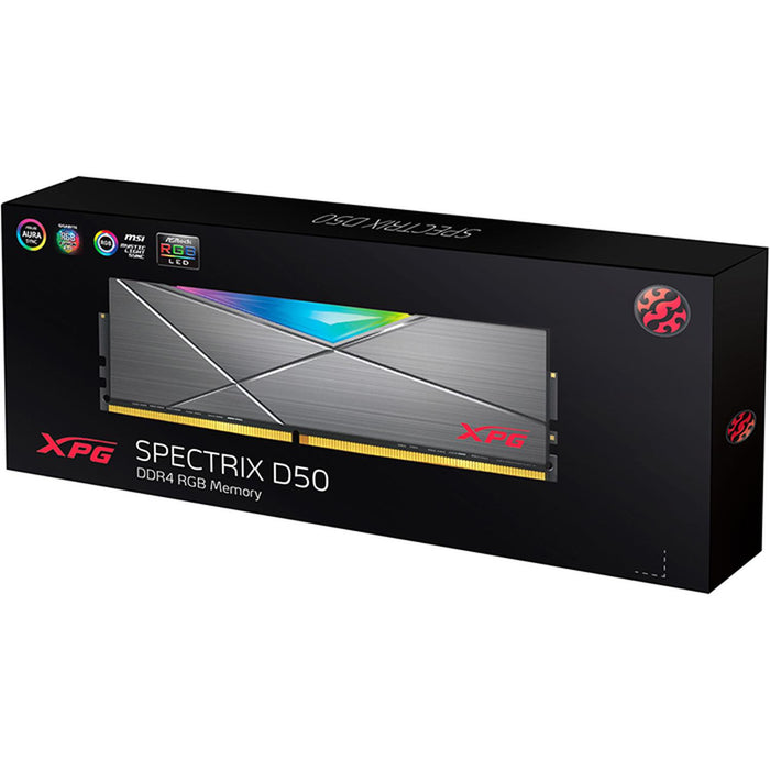 Memoria RAM DDR4 16GB 4133MHz XPG SPECTRIX D50 1x16GB 1.4V RGB Gris AX4U413316G19J-ST50