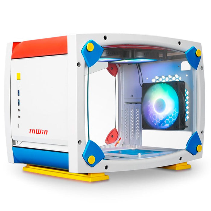 Gabinete Gamer IN WIN EXPLORER JUSTICE Mini ITX Mini Torre 3 Fan Cristal Templado USB-C Blanco
