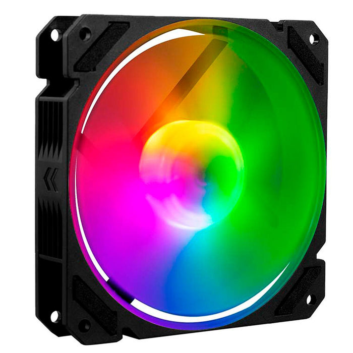 Ventilador Gamer BALAM RUSH EOLOX BLAZE EX70 120mm ARGB Diseño Cuadrado Rainbow 1200RPM Negro 3 Pin BR-938044