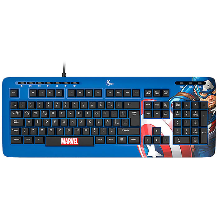 Teclado XTECH EDICION CAPITAN AMERICA USB Español Azul XTK-M401CA