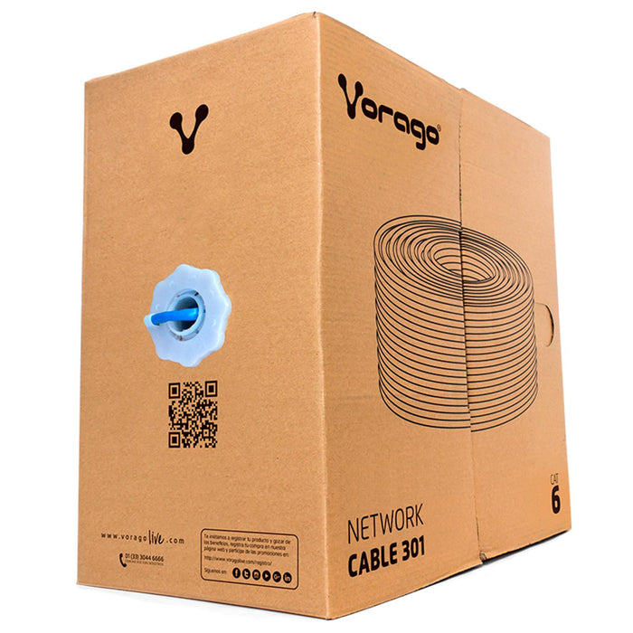 Bobina Cable VORAGO CAB-301 UTP Cat 6 Azul 305 MTS