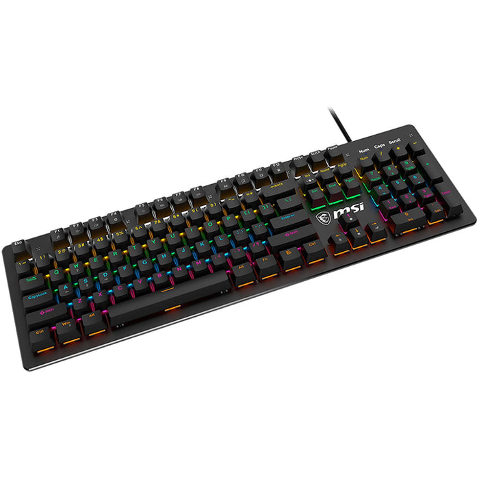 Teclado Gamer MSI FORGE GK300 BLUE US RGB USB Switch Azul Mecanico Negro