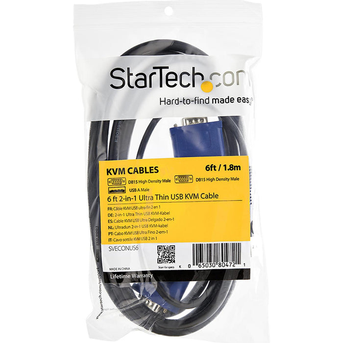 Cable KVM Ultra Delgado STARTECH 2 en 1 VGA USB 3m SVECONUS10