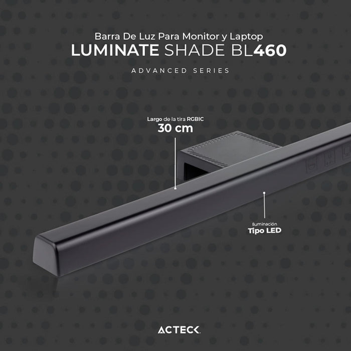 Barra de Luz para Laptop ACTECK LUMINATE SHADE BL460 Ultradelgado Luz Ajustable USB Negro AC-934992