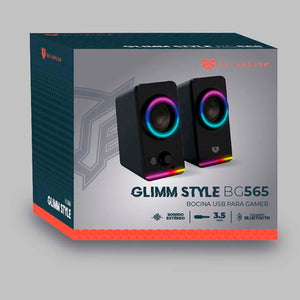 Bocina Gamer BALAM RUSH GLIMM STYLE BG565 LED Bluetooth 3.5mm Negro BR-936996
