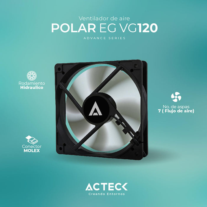 Ventilador ACTECK POLAR EG VG120 120mm 1700RPM Negro Molex AC-938136