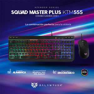 Kit Teclado y Mouse Gamer BALAM RUSH SQUAD MASTER PLUS KTM555 Alambrico USB RGB Negro BR-936286