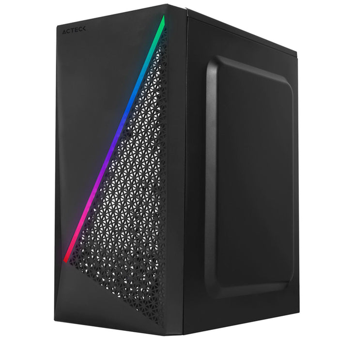 Gabinete ACTECK KIOTO GC460 Micro ATX Mini Torre Fuente 500W Acrilico RGB Negro AC-933070