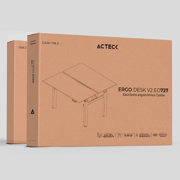 Escritorio Electrico Doble ACTECK ERGO DESK V2 ED727 Altura ajustable Negro 60kg AC-937269