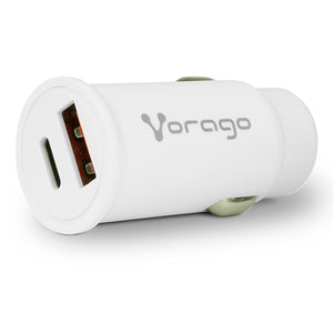 Cargador para auto VORAGO Carga Rapida USB USB-C Blanco AU-305
