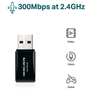 Adaptador Inalambrico USB MERCUSYS MW300UM N 300Mbps 2.0
