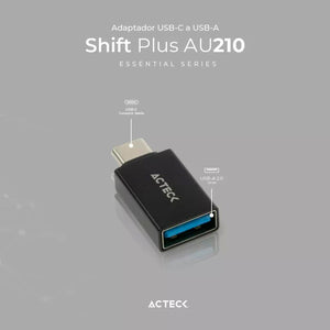 Adaptador Convertidor ACTECK SHIFT PLUS AU210 USB Tipo C a USB A 3.0 Negro AC-934817