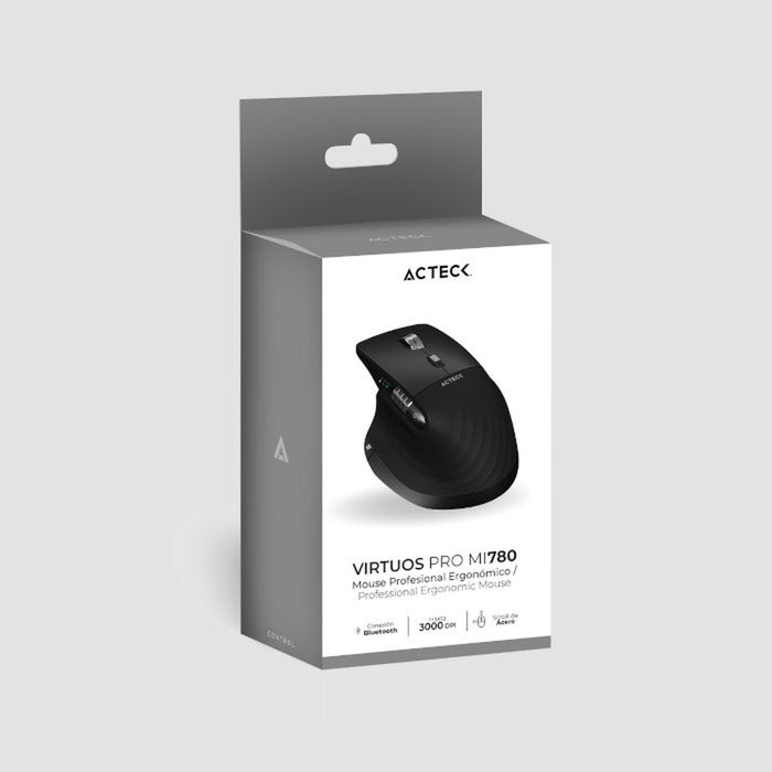 Mouse Ergonomico ACTECK VIRTUOS PRO MI780 3000dpi Inalambrico 8 botones Negro AC-936187