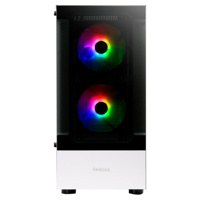 Gabinete Gamer GAMDIAS TALOS E3 WH ATX 3 Fan Cristal templado Blanco