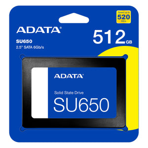Unidad de Estado Solido SSD 2.5 512GB ADATA SU650 SATA III 520/450 MB/s ASU650SS-512GT-R
