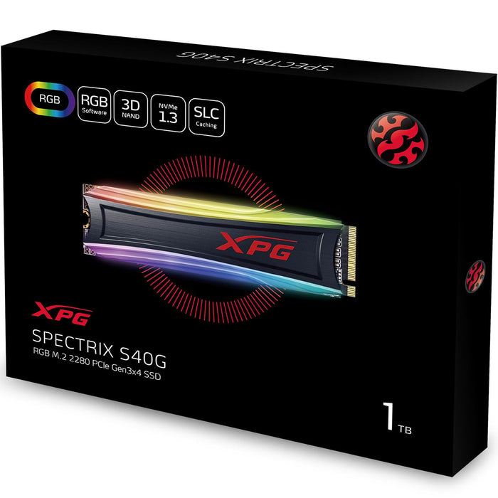 Unidad de Estado Solido SSD M.2 1TB XPG SPECTRIX S40G NVMe PCIe 3.0 3500/3000 MB/s AS40G-1TT-C