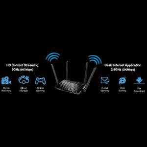 Router Inalambrico ASUS RT-AC1200 V2 Dual Band 802.11AC 867 Mbps