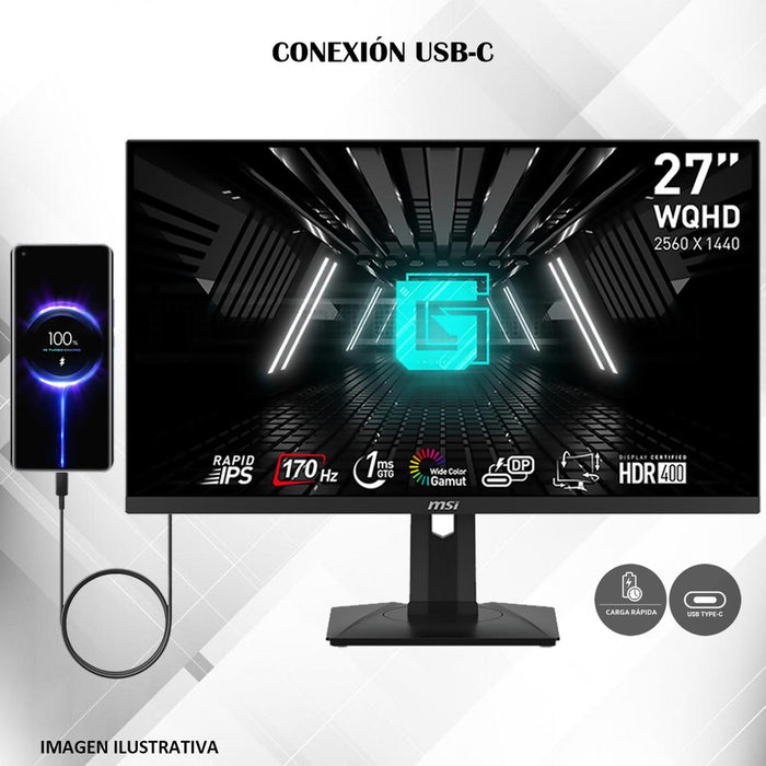 Monitor Gamer 27 MSI G274QPF 1ms 170Hz Wide Quad HD Rapid IPS HDMI USB-C G-Sync