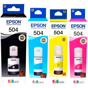 Kit 4 Botellas Tinta EPSON T504 Color L4150 L4160 L6161 L6171
