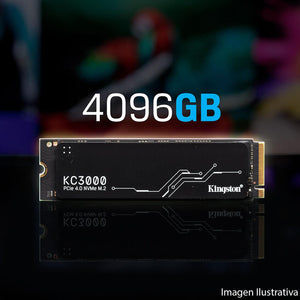 Unidad de Estado Solido SSD M.2 4096GB KINGSTON KC3000 NVMe PCIe 4.0 7000 MB/s SKC3000D/4096G