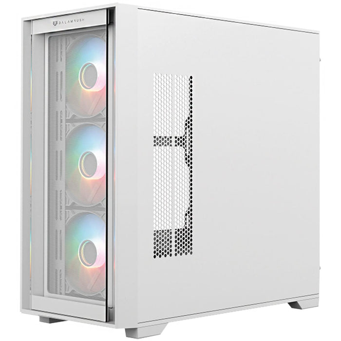 Gabinete Gamer BALAM RUSH CARBONO TWIN MATE 8000 M-ATX Mini Torre 4 Fan ARGB Cristal Templado Frente Intercambiable USB-C Blanco BR-938785