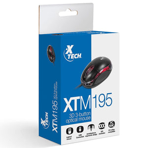 Mouse XTECH 1000DPI 3 Botones Optico USB XTM-195