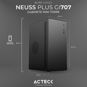 Gabinete ACTECK NEUSS PLUS GI707 Micro ATX Mini Torre Fuente 450w Negro AC-936019