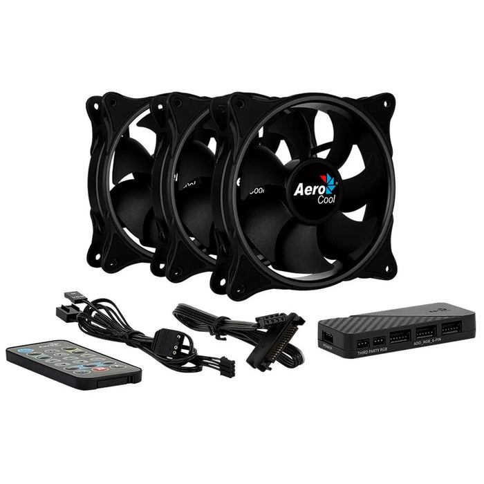 Kit 3 Ventiladores AEROCOOL ECLIPSE 12 PRO RGB 120mm + Control