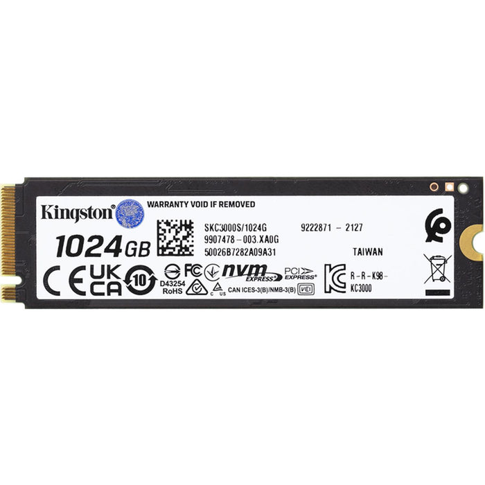 Unidad de Estado Solido SSD M.2 1TB KINGSTON KC3000 NVMe PCIe 4.0 7000/6000 MB/s SKC3000S/1024G