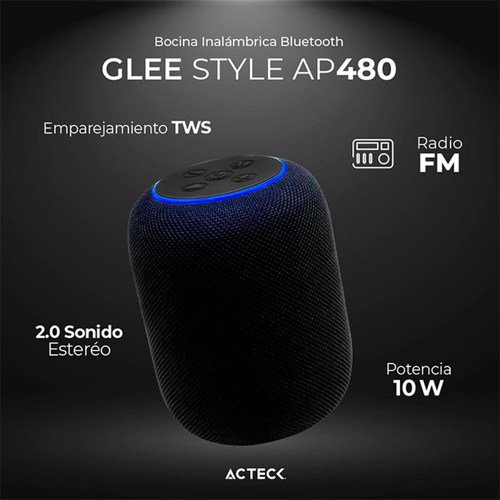 Bocina Portatil ACTECK GLEE STYLE AP480 Inalambrica Sonido Estereo Tws 3.5 mm Negro AC-935289