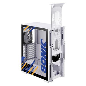 Gabinete Gamer XTREME PC GAMING Sonic Edition Media Torre ATX 2 Fan Cristal Templado ARGB Blanco