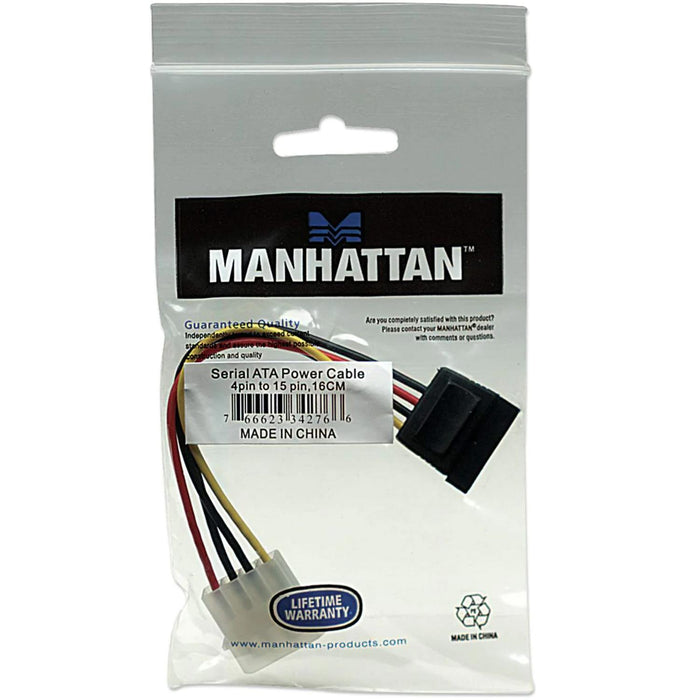 Cable de Poder MANHATTAN SATA 4 Pines Molex Macho 342766