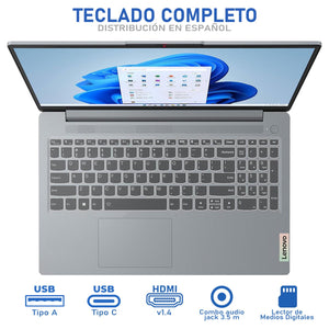 Laptop LENOVO Ideapad Slim 3 Intel Core I5 12450H 8GB RAM 512GB SSD 15.6" Windows 11 Home Teclado en Español