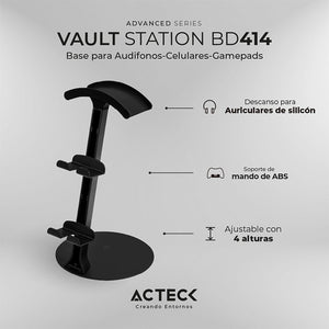 Base Soporte universal para Gadgets 3 en 1 ACTECK VAULT STATION BD414 Ajuste 4 Puntos AC-936590