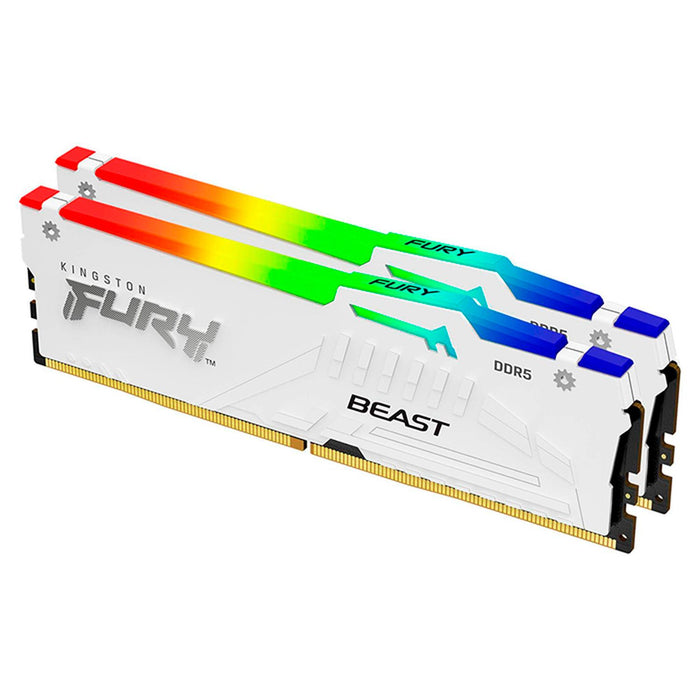 Memoria RAM DDR5 64GB 5600MT/s KINGSTON FURY BEAST RGB 2x32GB Blanco KF556C36BWEAK2-64