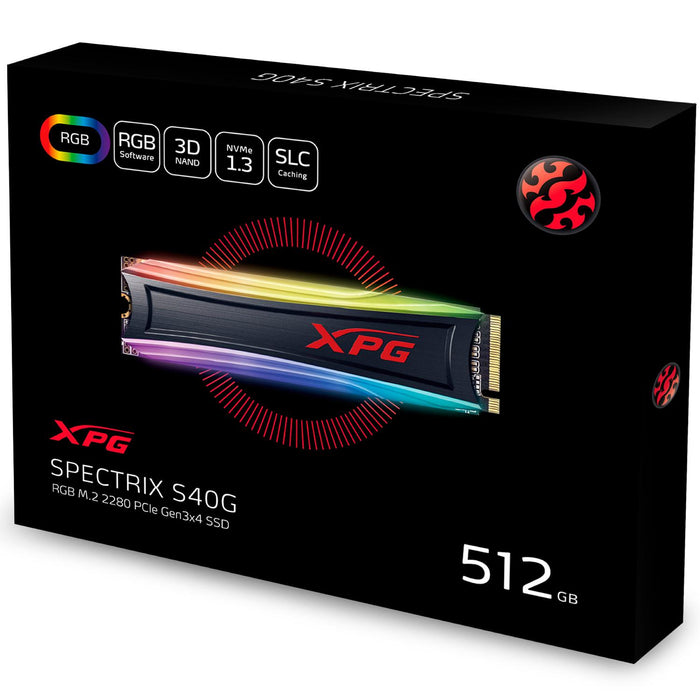 Unidad de Estado Solido SSD M.2 512GB XPG SPECTRIX S40G NVMe PCIe 3.0 3500/3000 MB/s AS40G-512GT-C