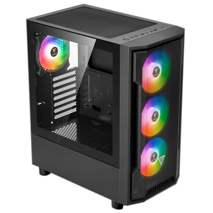 Gabinete Gamer GAMDIAS ATHENA M6 LITE ATX 4 Fan Cristal templado ARGB