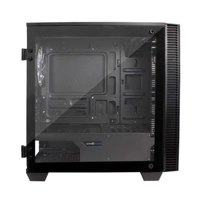 Gabinete Gamer GAME FACTOR INFINITY Micro ATX Mini Torre Cristal Templado RGB Negro CSG560