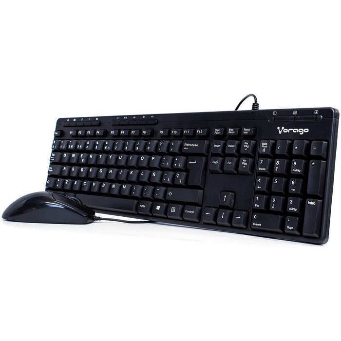 Kit Teclado y Mouse VORAGO Multimedia KM-104 USB Negro AC-395879-1