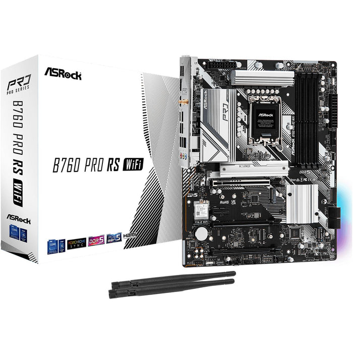 Tarjeta Madre ASROCK B760 PRO RS WIFI LGA 1700 4x DDR5 3x M.2 PCIe 5.0 USB-C WIFI 6E BT 5.3 ATX