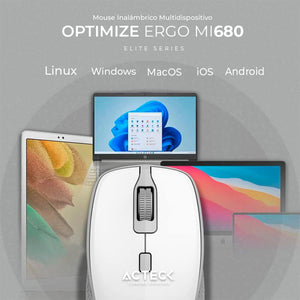 Mouse ACTECK OPTIMIZE TRIP MI670 1600dpi 4 botones Inalambrico USB 2.4 Ghz Blanco AC-934138