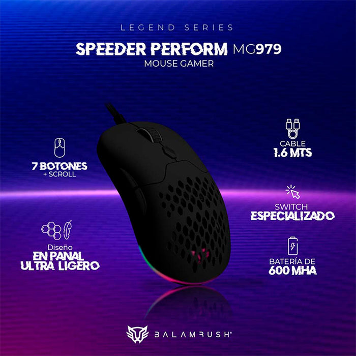 Mouse Gamer BALAM RUSH SPEEDER PERFORM MG979 10000dpi Inalambrico Negro BR-936842