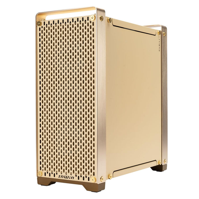 Gabinete Gamer IN WIN DUBILI GOLD E-ATX Full Torre 4 Fan Cristal Templado USB-C Dorado IW-CS-DUBILIMOD-GLD