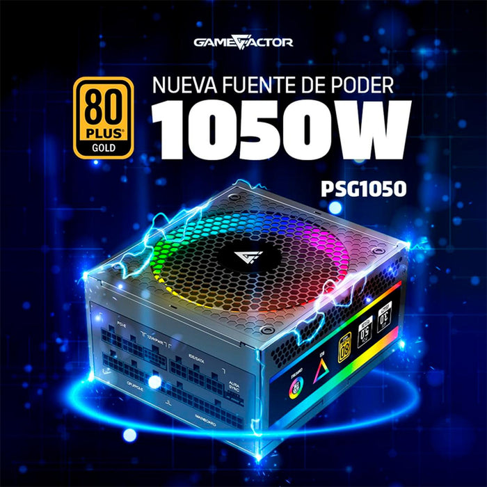 Fuente de Poder PC 1050W Gamer GAME FACTOR PSG1050 80 Plus Gold Modular