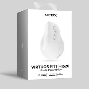Mouse Ergonomico ACTECK VIRTUOS FITT MI520 2400dpi 6 Botones Inalambrico Blanco AC-936231