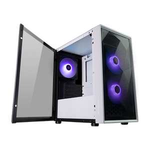 Gabinete Gamer XTREME PC GAMING A-M2 Lite Micro Torre Micro ATX 3 Fan Cristal Templado ARGB Blanco